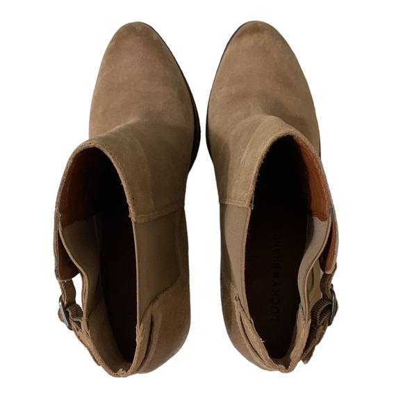 Lucky Brand Esperanza suede buckle stacked heel booties - Picture 9 of 16